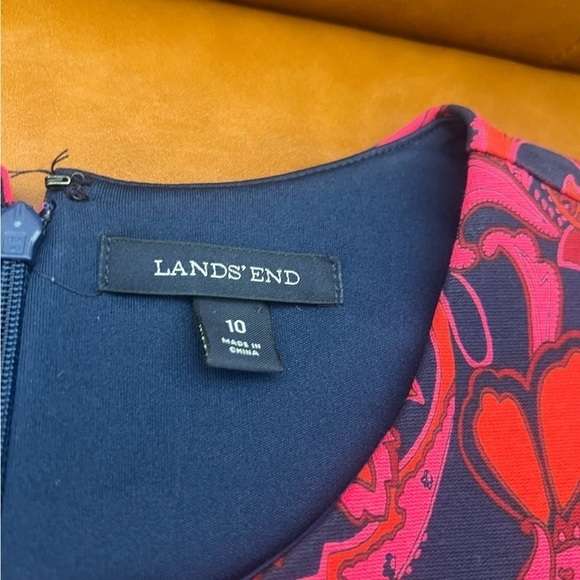 Lands End Women Sz 10 Sleeveless Ponte Knit Floral Sheath Dress Paisley Pockets - Picture 5 of 12